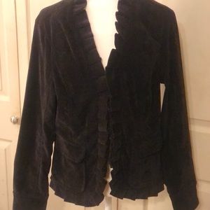 Black Thin Corderoy jacket with ruffled edge